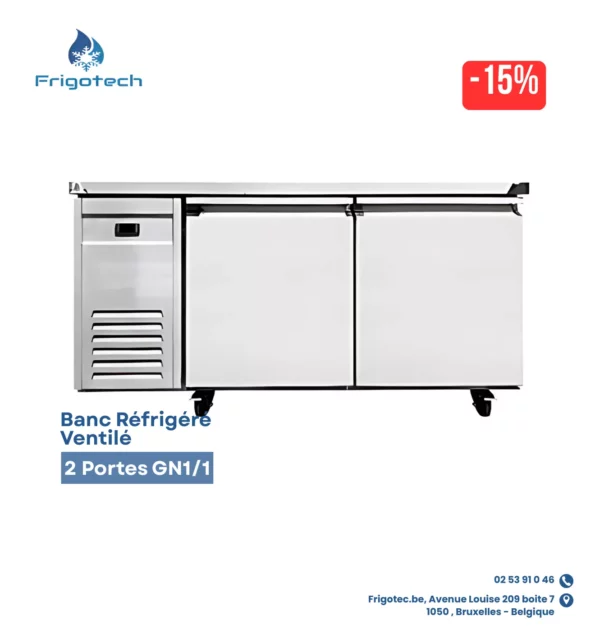 FR-D1500F/ Table réfrigérée négative 2 portes