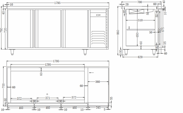 FR-G1800F /Table Réfrigérée 3 portes GN1/1 - Image 5