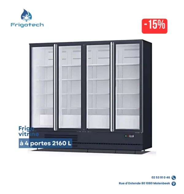 FR24E-X-M01 / Frigo vitrine 4 portes 2160L pour la conservation des boissons en Belgique
