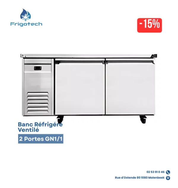 FR-G1500F/ Table Réfrigérée 2 portes GN1/1