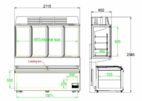 FR21B/X-L01+FR21A/ZTB-U/ Congélateur Mural & Armoire Réfrigérée Commerce 2115mm - Image 2