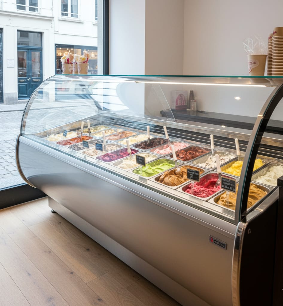 installation de vitrines à glaces à Bruxelles